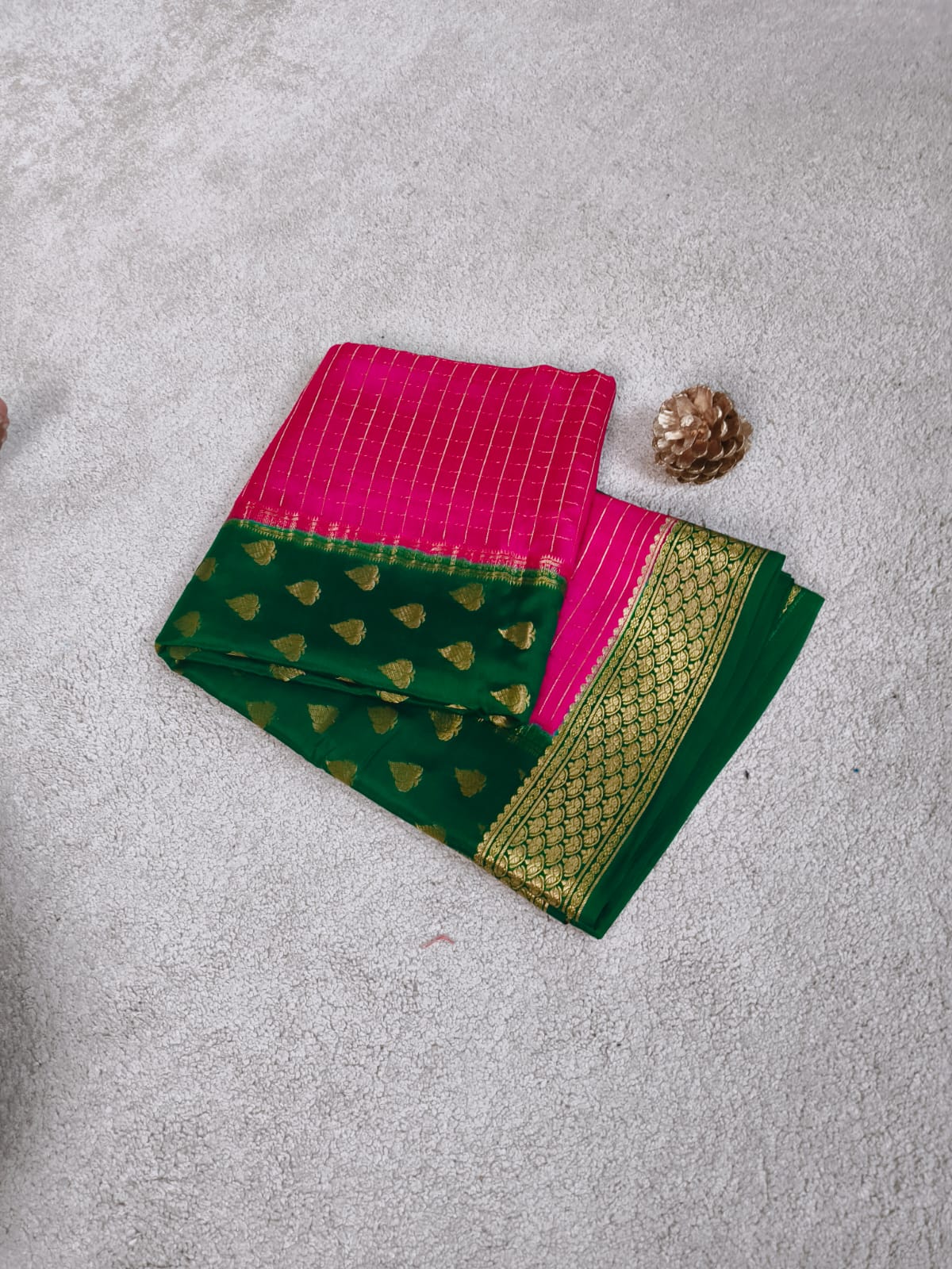 Pure Mysore Crepe Saree – 120 GSM (Butta & Box Colors) (Code PMC-04)