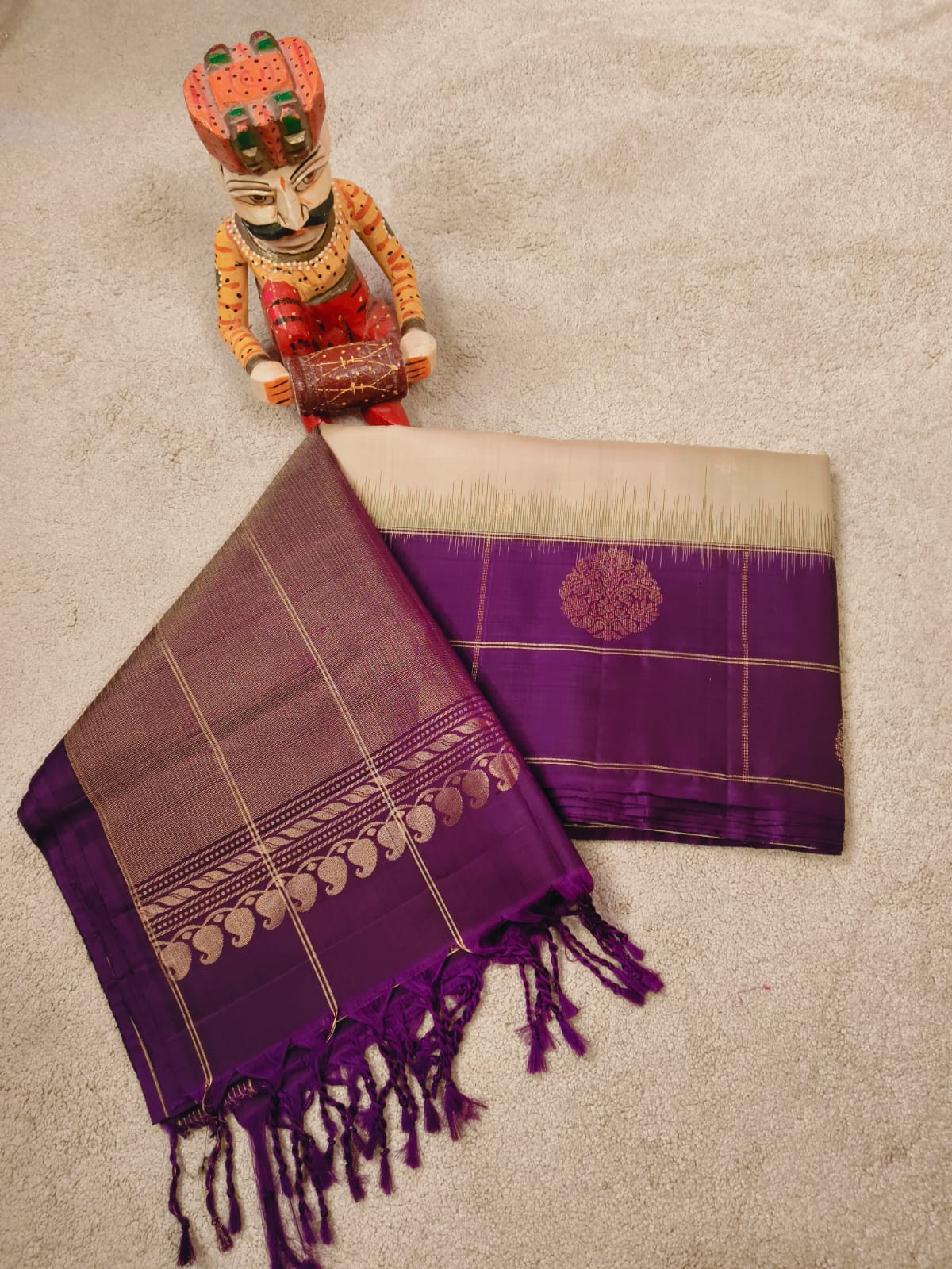 Pure Silk Saree – Purple & Cream(Code PSS-29)