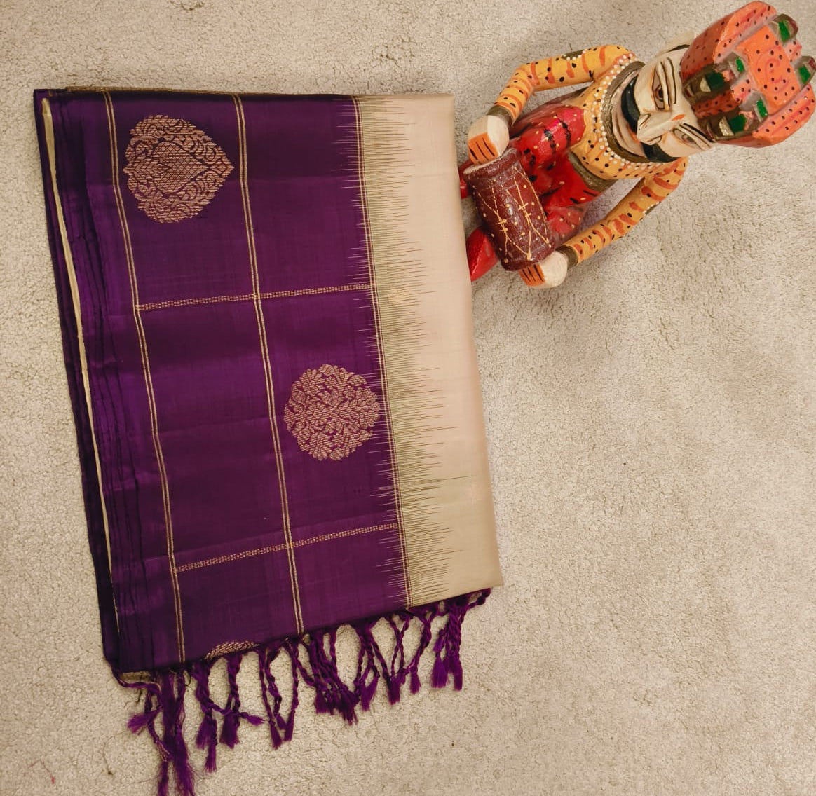 Pure Silk Saree – Purple & Cream(Code PSS-29)