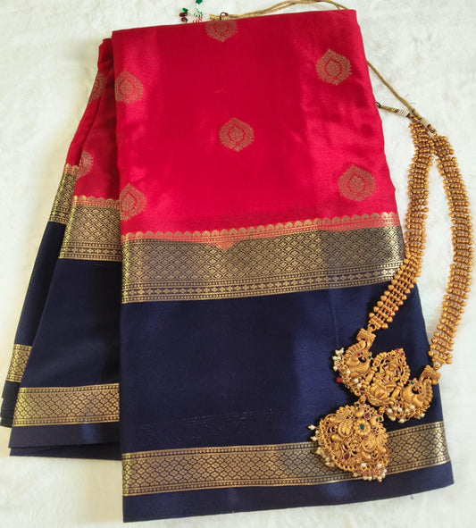 Semi Crepe Bentex Border Saree(Code SS-28)