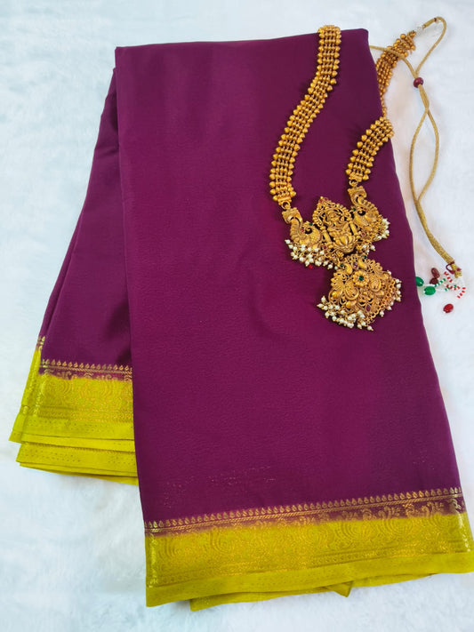 Semi Crepe Premium Saree – Multicolor Collection with Small Peacock Border(Code SS-29)