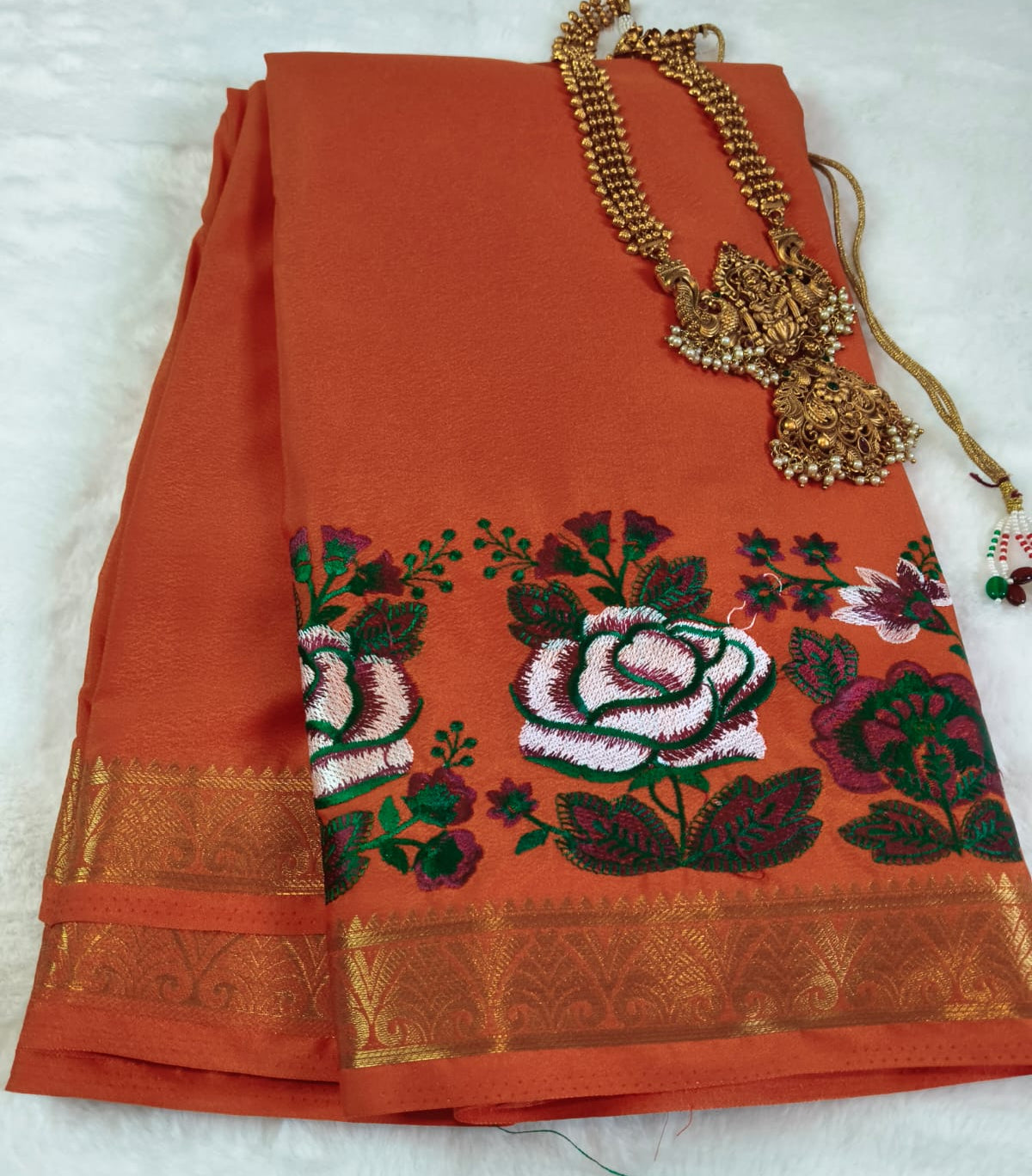 Semi Crepe Embroidery Work Saree(Code SS-31 )