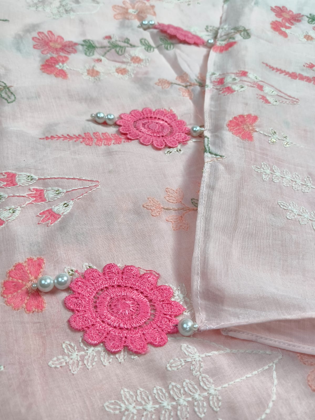 Pink Mul Embroidered Garden Concept Saree(Code PMG-01)