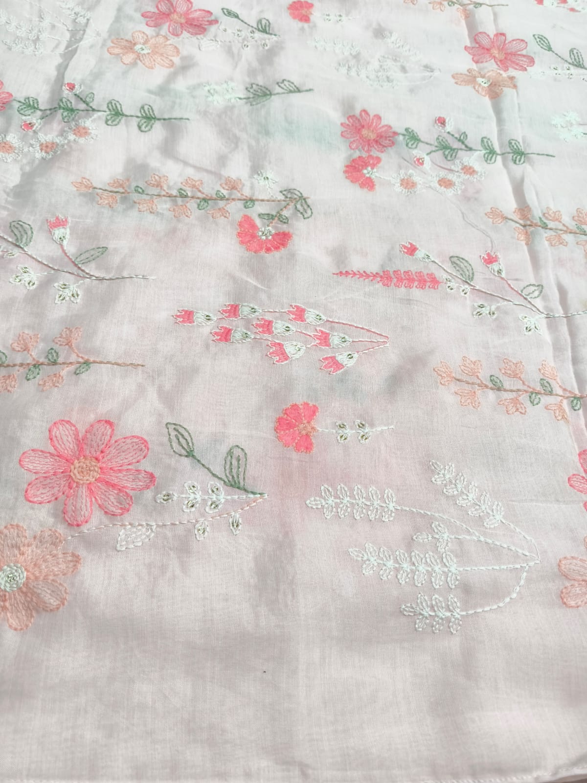 Pink Mul Embroidered Garden Concept Saree(Code PMG-01)