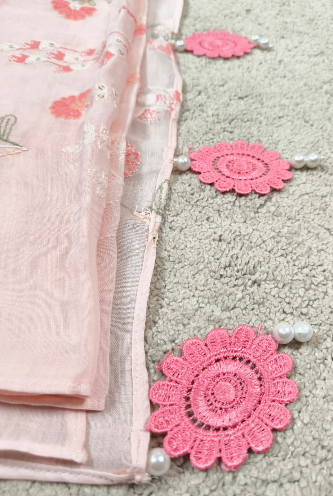 Pink Mul Embroidered Garden Concept Saree(Code PMG-01)