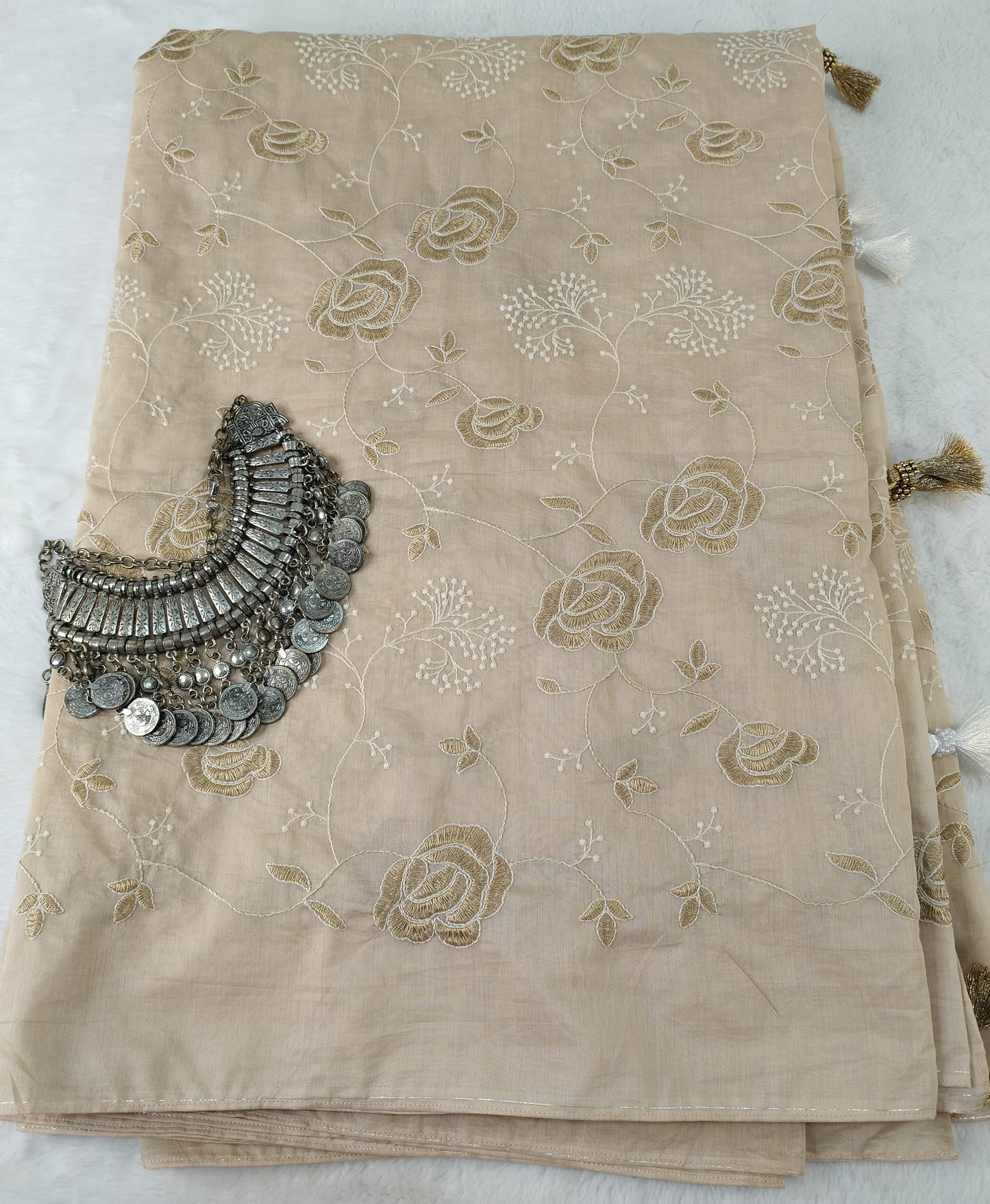 Peach Rose Embroidered Saree(Code PRE-01)