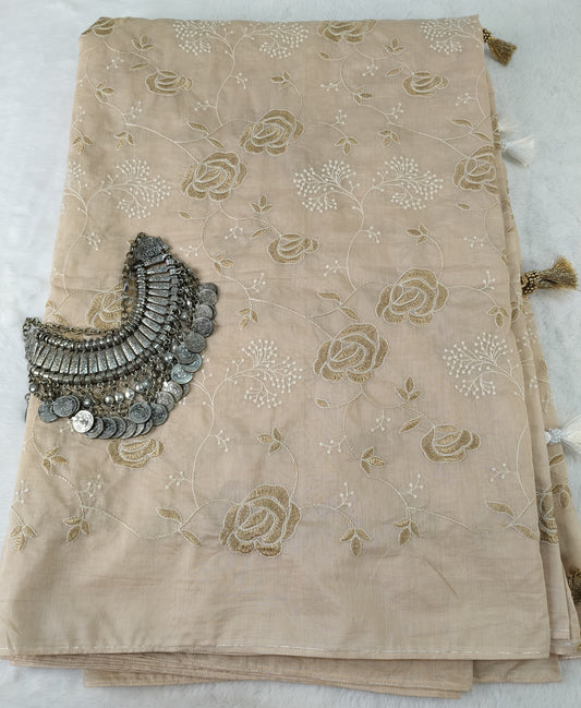 Peach Rose Embroidered Saree(Code PRE-01)