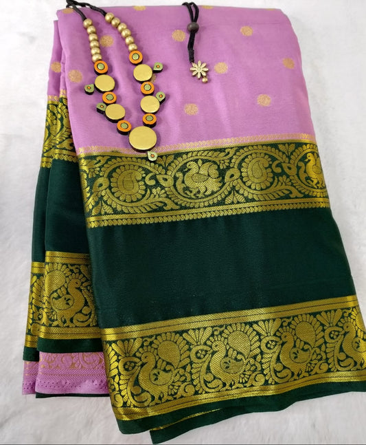 Semi Silk Bentex Border Saree(Code SS-33)