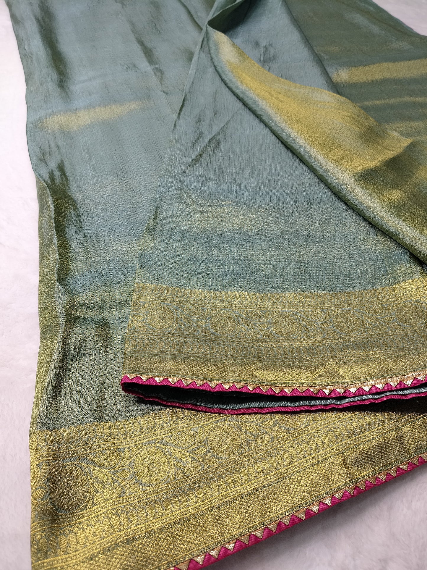 Tissue Banarasi Silk Saree with Banaras Jamawar Ready-Made Blouse(Code PBS-02)