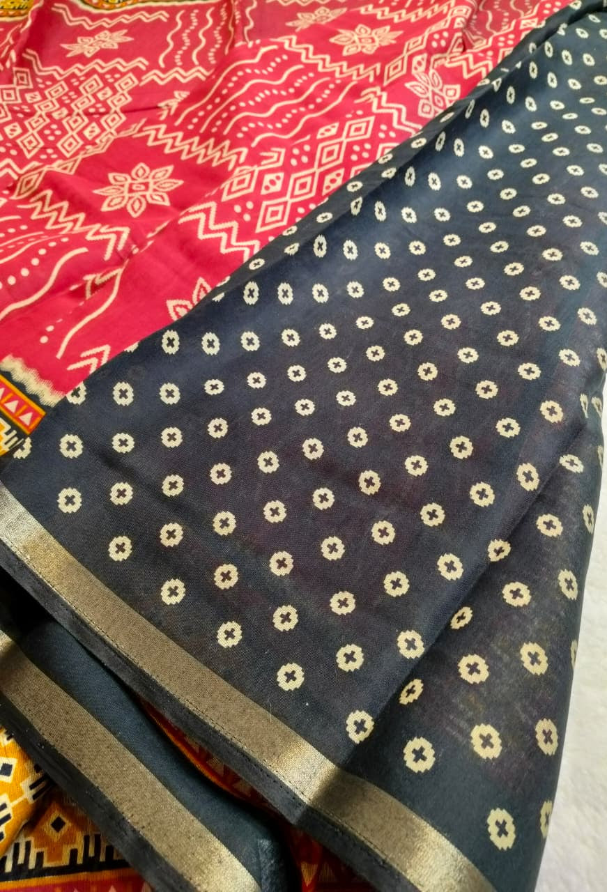 Mul Cotton Rangoli Prints Saree(Code MC-05)