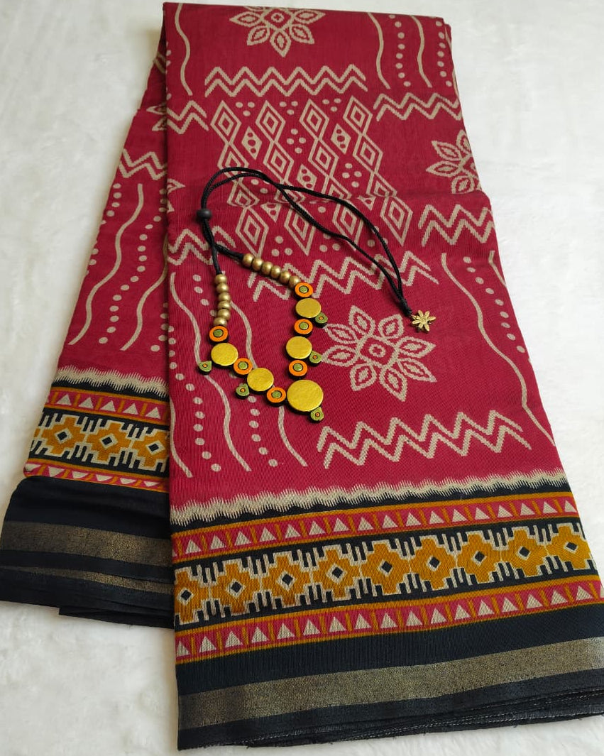 Mul Cotton Rangoli Prints Saree(Code MC-05)