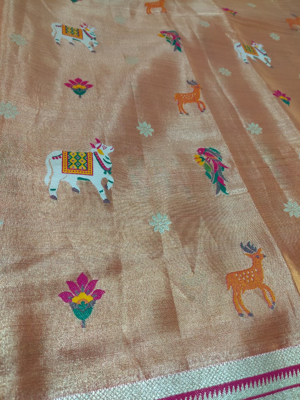 Luxurious Antique Gold Art Tissue Paithani Saree (TPS-01)