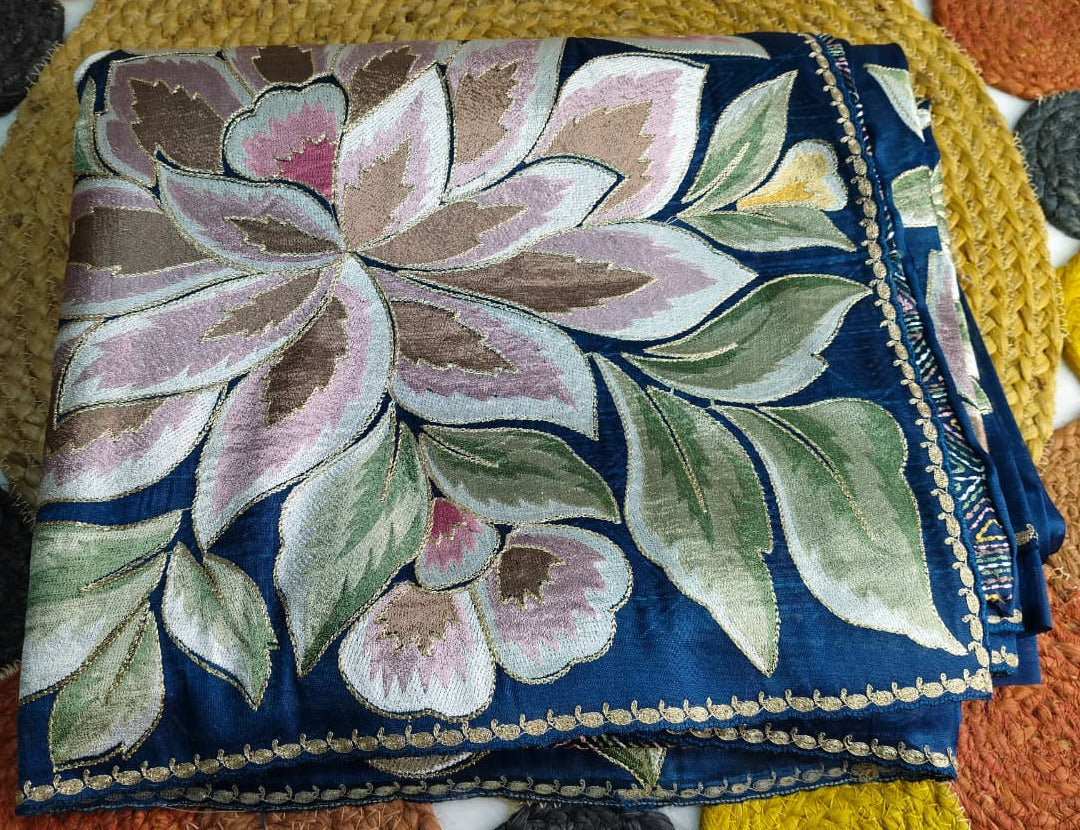 Pure Tissue Organza Saree With Meenakari Resham Floral Pallu Work & Peeta Border(Code FTS-02)