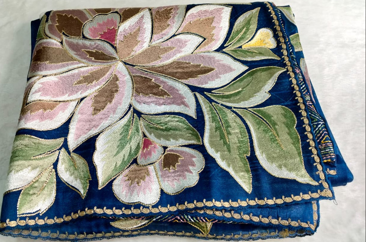 Pure Tissue Organza Saree With Meenakari Resham Floral Pallu Work & Peeta Border(Code FTS-02)