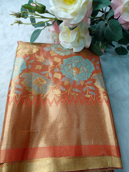 Pure Tissue Silk Floral Zari Saree-PTSS-01