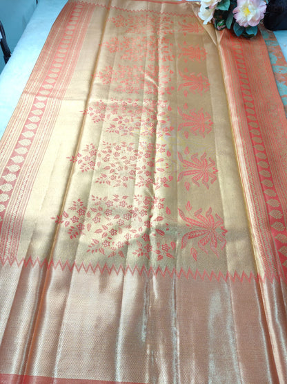 Pure Tissue Silk Floral Zari Saree-PTSS-01