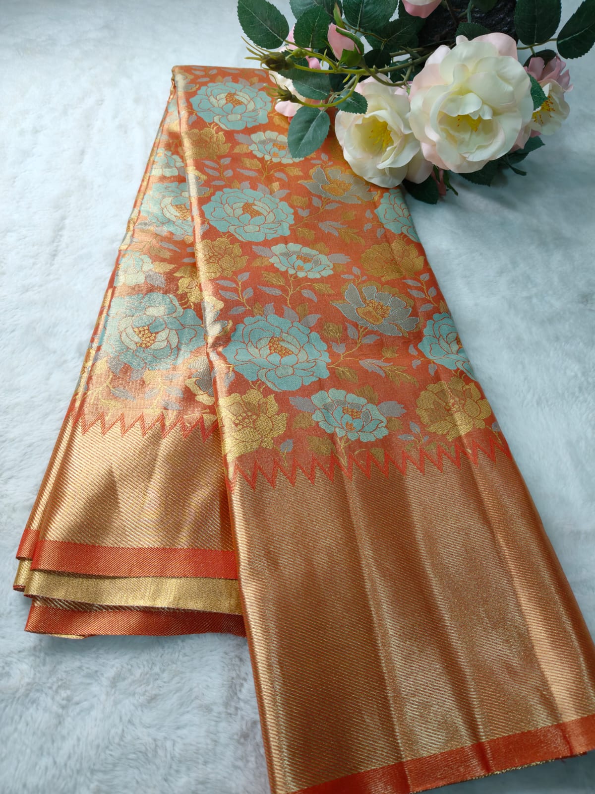 Pure Tissue Silk Floral Zari Saree-PTSS-01