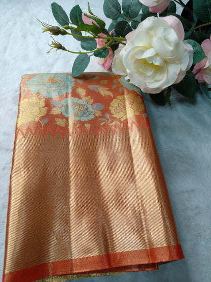 Pure Tissue Silk Floral Zari Saree-PTSS-01