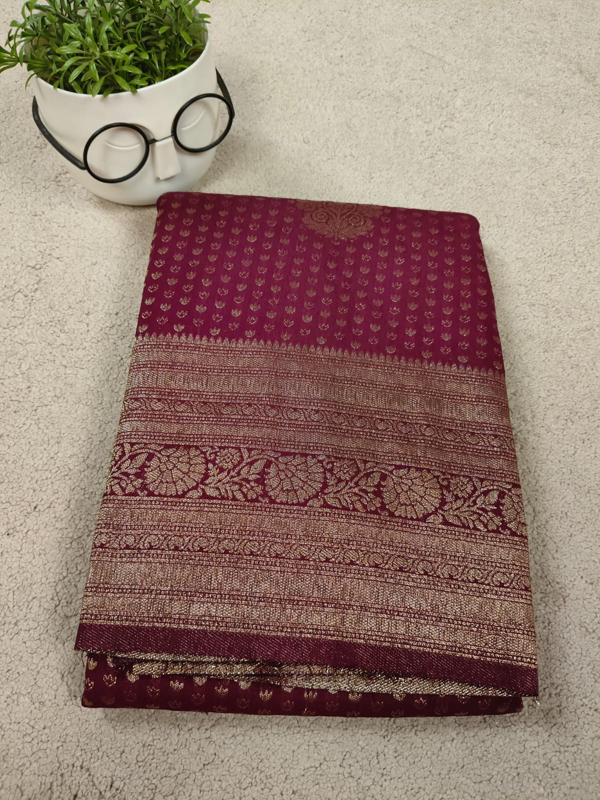 Royal Wine Zari Woven Traditional Premium semi silk Saree-SS-85