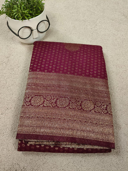 Royal Wine Zari Woven Traditional Premium semi silk Saree-SS-85