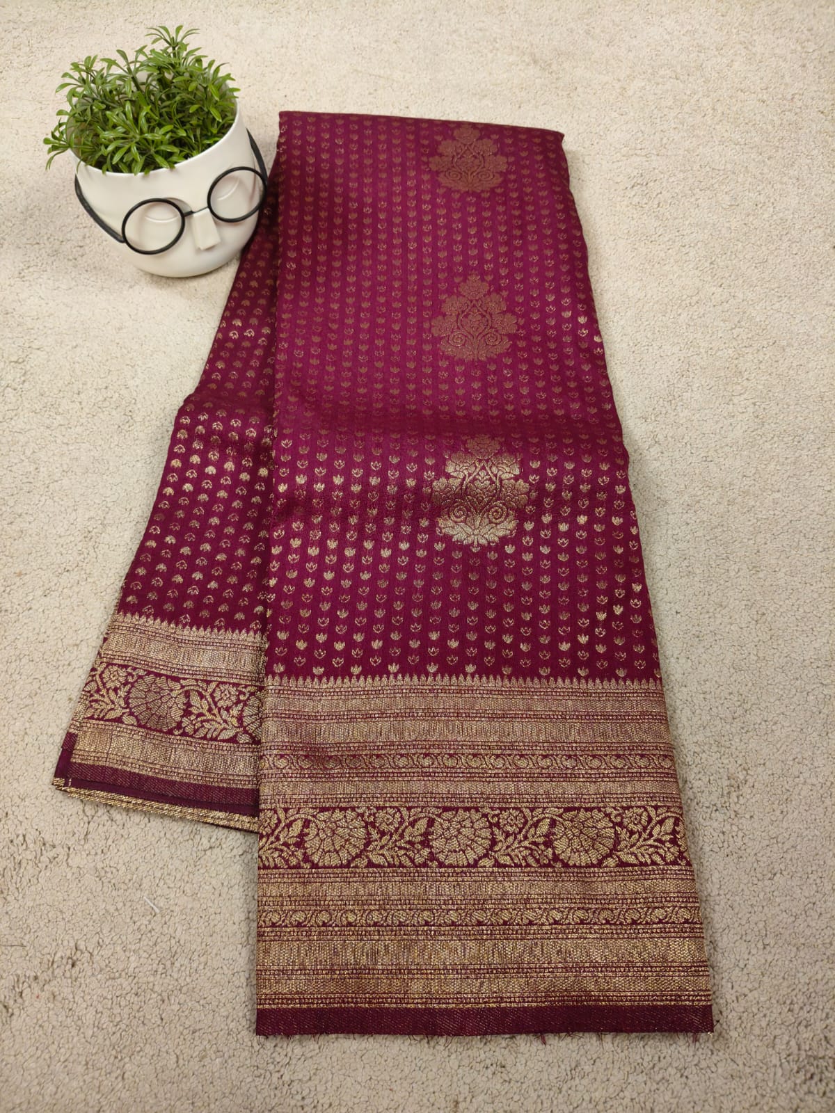 Royal Wine Zari Woven Traditional Premium semi silk Saree-SS-85