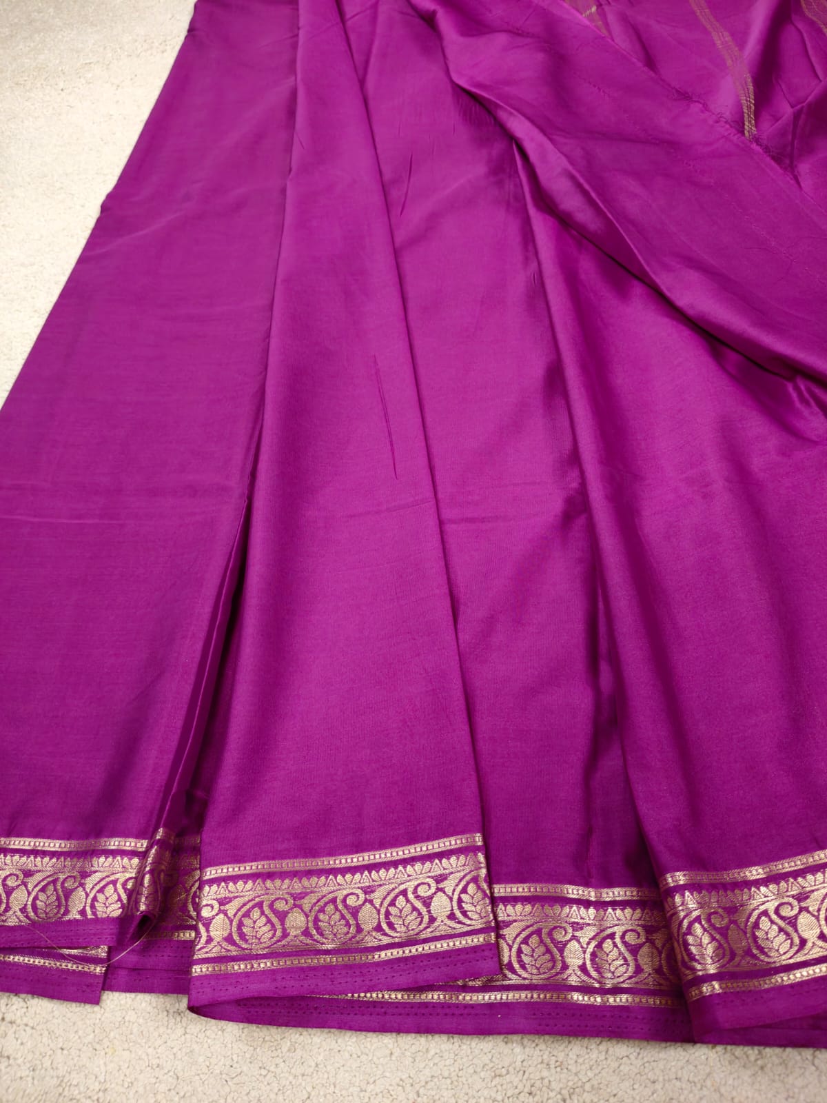 Royal Orchid Semi Mysore Crepe Silk Saree-SS-87