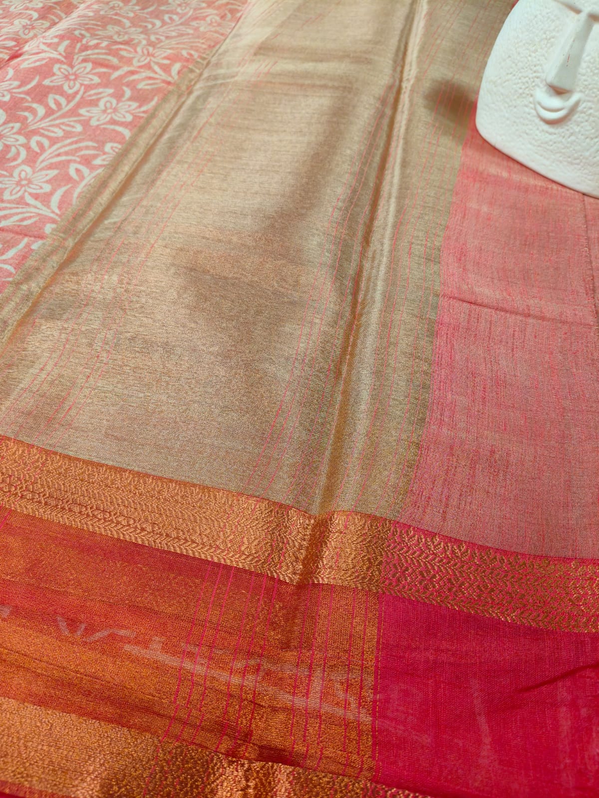 Premium Tissue Art Print Saree with Folk Border-SS-91