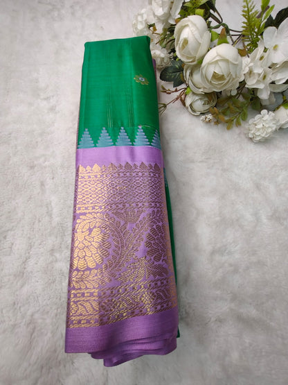Semi Gadwal Saree with Rich Zari Border | Traditional Silk Saree - RSG-01