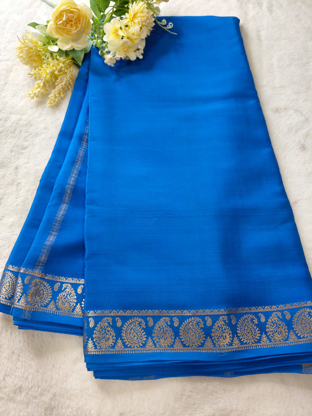 Pure Silk Royal Blue Saree with Silver Zari Border - RPKS-04| Traditional Wedding Saree