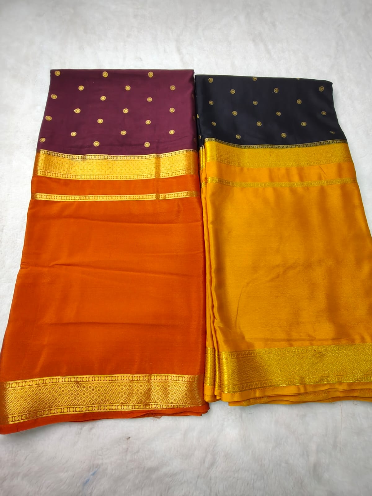 Semi Silk Saree with Contrast Border & Zari Buttas | Traditional Festive Wear Saree - SS-97