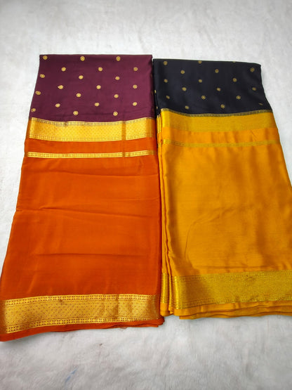 Semi Silk Saree with Contrast Border & Zari Buttas | Traditional Festive Wear Saree - SS-97