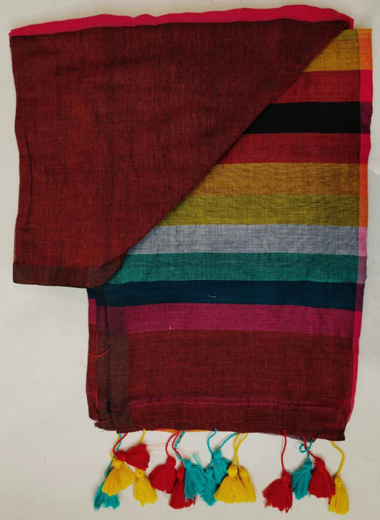 Rainbow Saree – Maroon(Code RB-02)