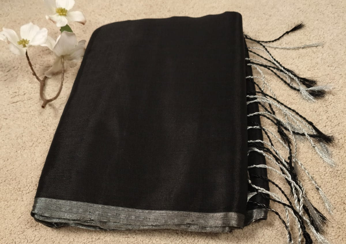 Mul Tissue Saree – Black(Code MMT-02)