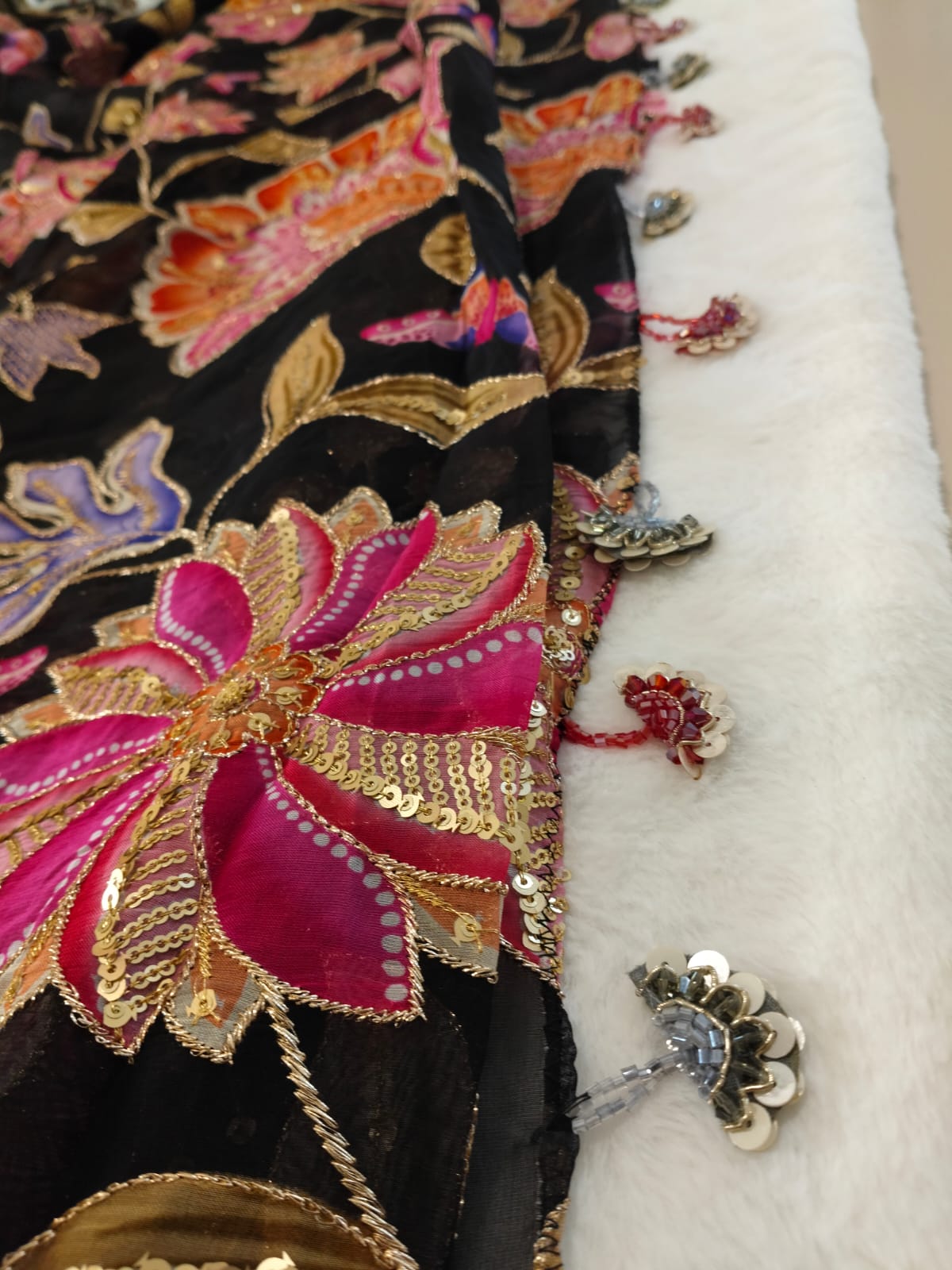 Pure Organza Heavy Zari Embroidery Saree with Blouse Piece(Code POZ-01)