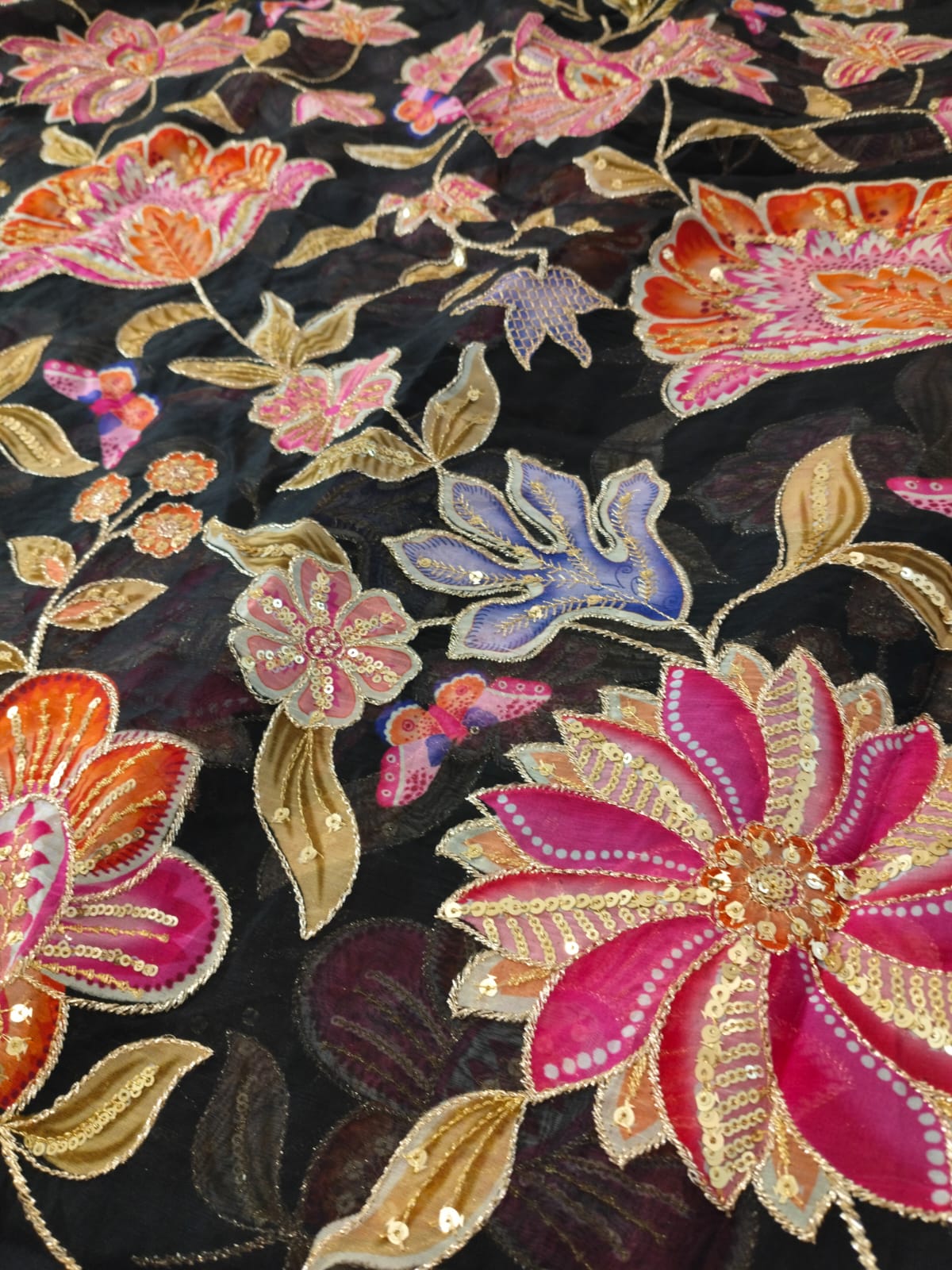 Pure Organza Heavy Zari Embroidery Saree with Blouse Piece(Code POZ-01)