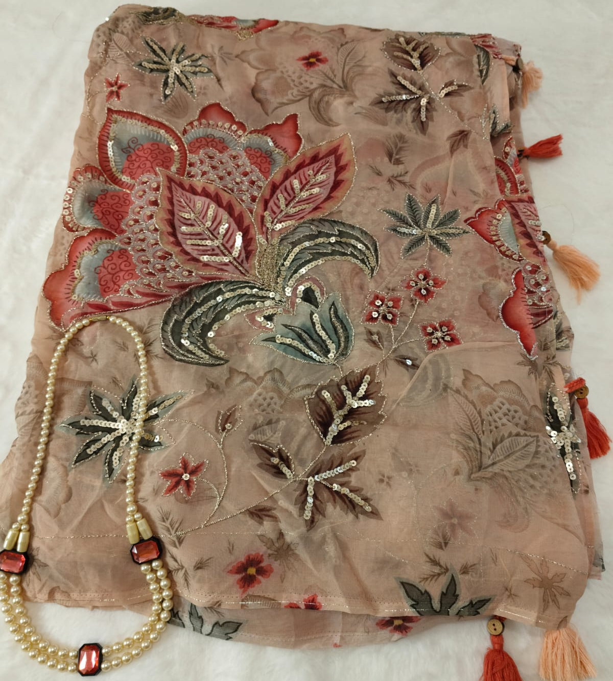 Pure Organza Heavy Zari Embroidery Saree with Blouse Piece(Code POZ-01)