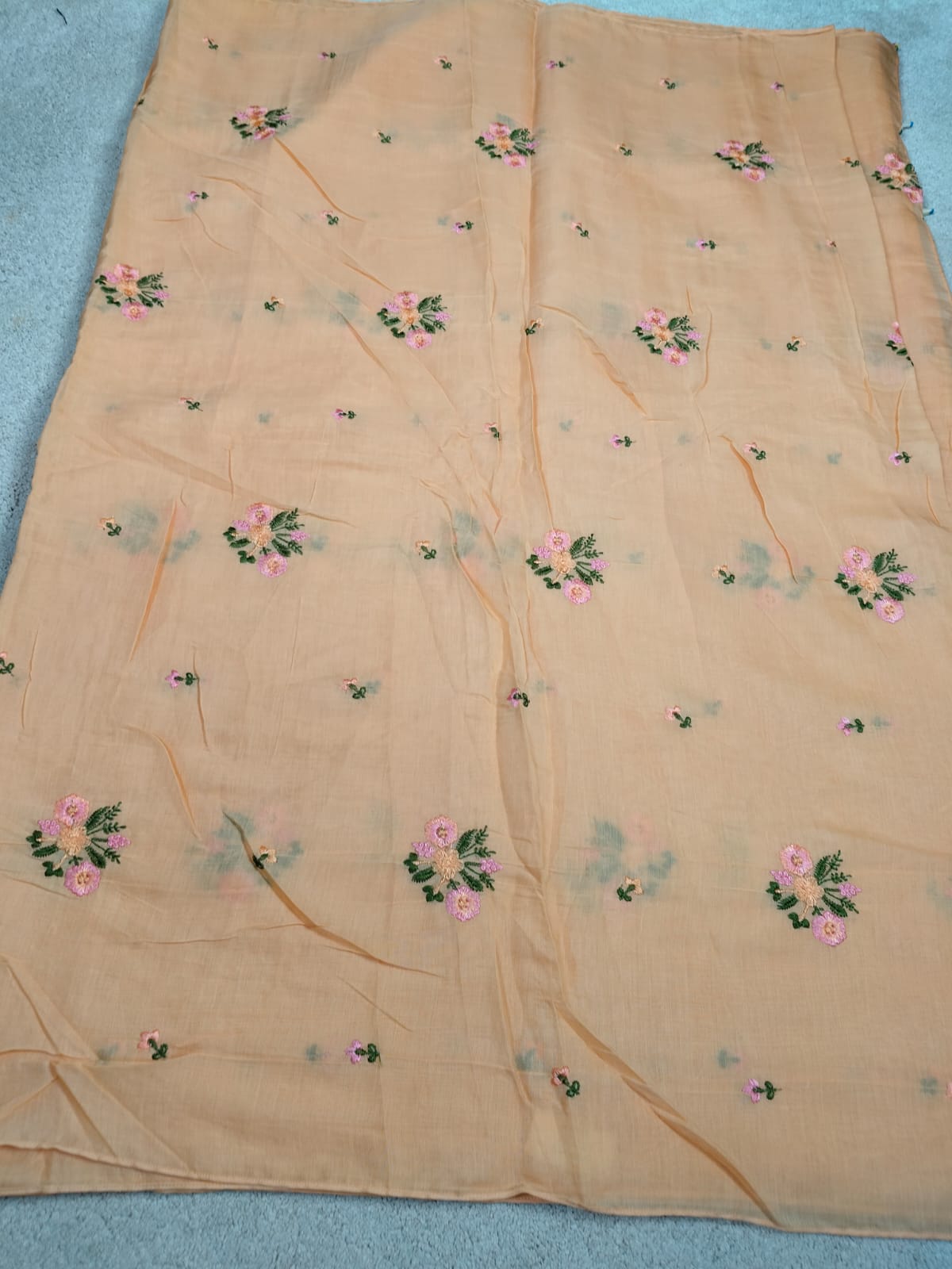 Pure Mul Chanderi Embroidery Saree (Floral with Butta) with Blouse Piece(Code PMCE-02)