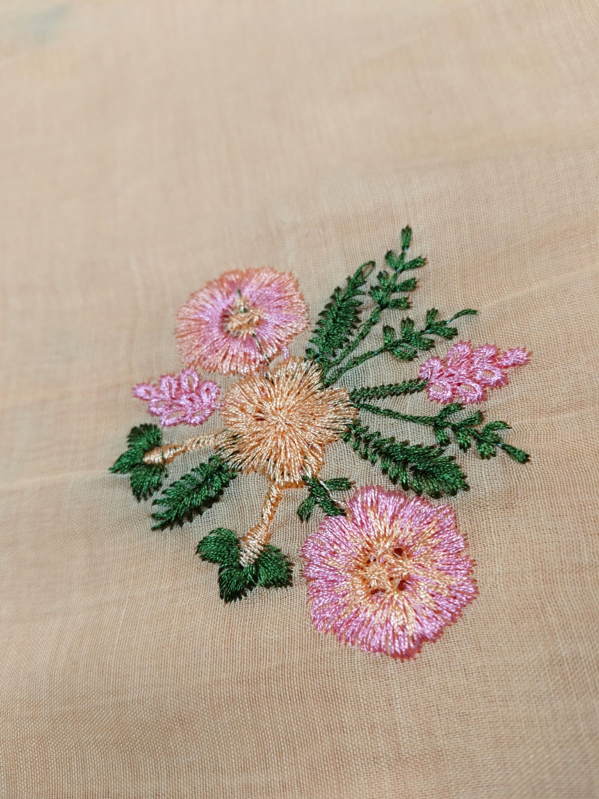 Pure Mul Chanderi Embroidery Saree (Floral with Butta) with Blouse Piece(Code PMCE-02)