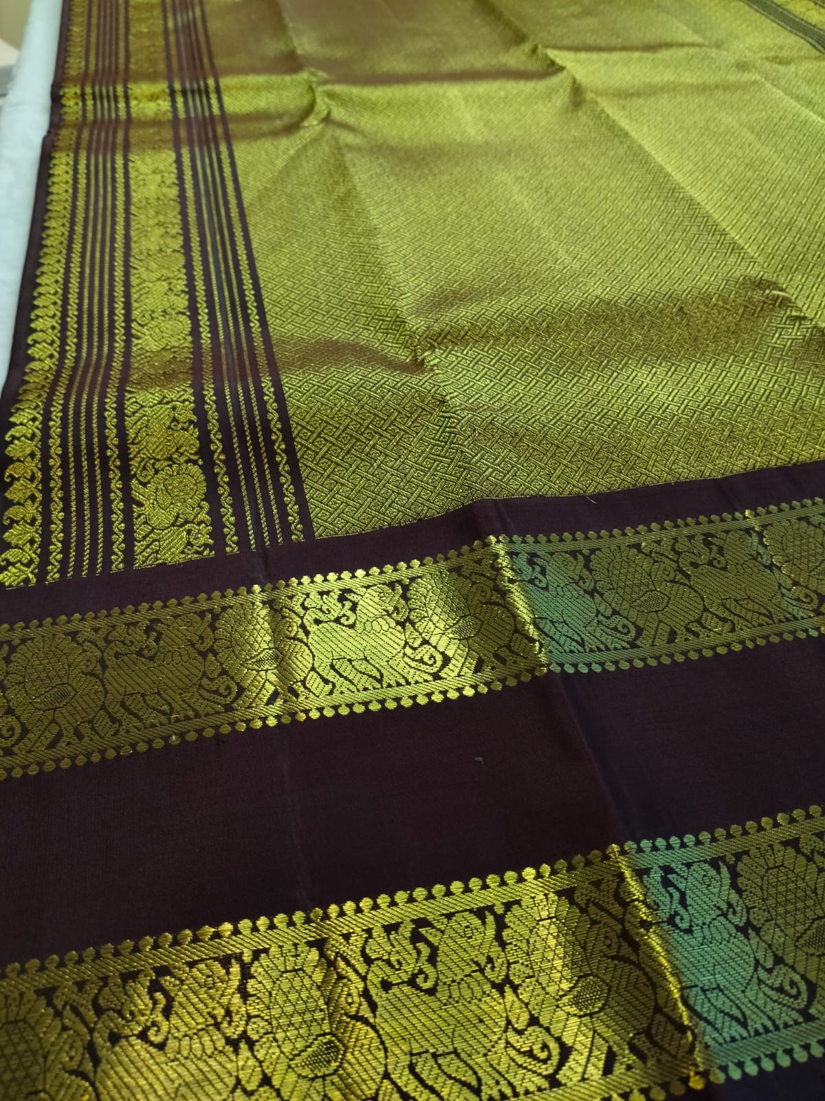 Pure Silk Saree  Rust Orange With Chocolate Brown (PSS-31)