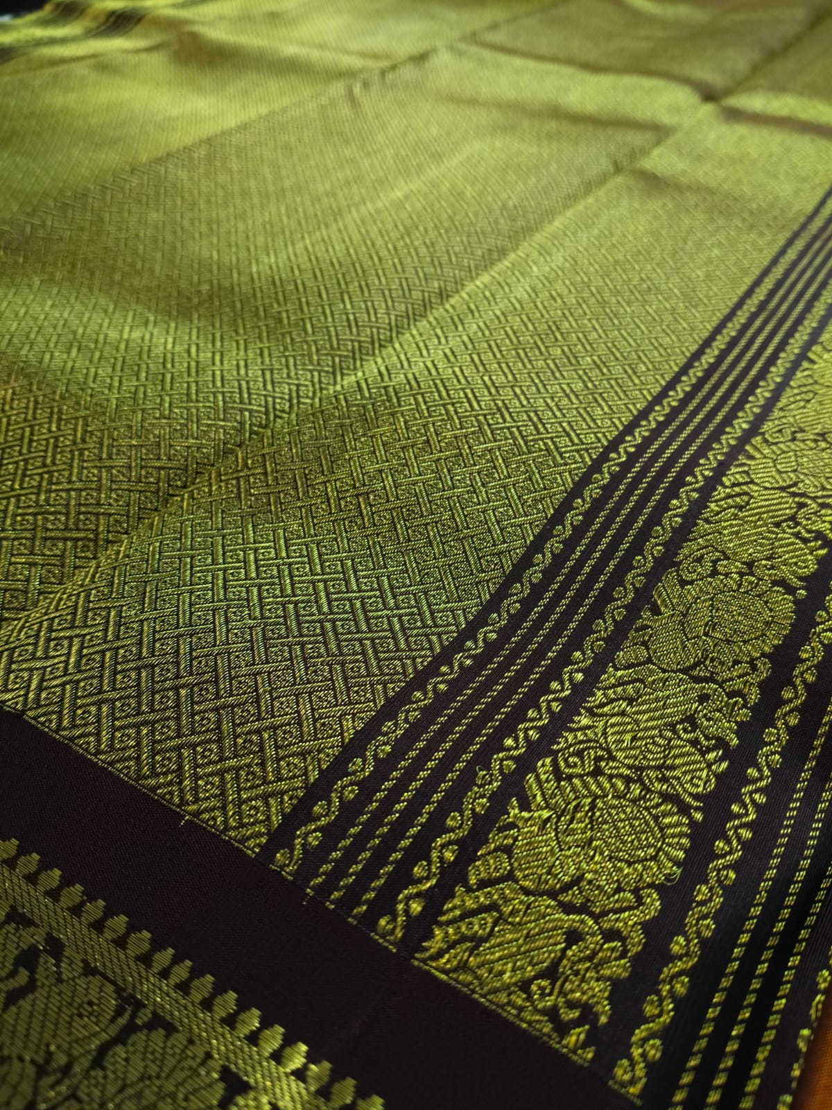 Pure Silk Saree  Rust Orange With Chocolate Brown (PSS-31)