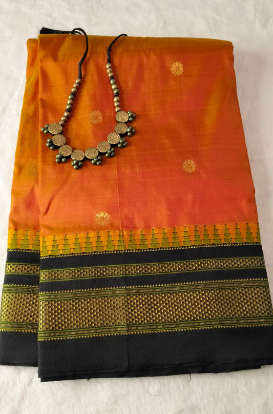 Ilkal Butta Pure Soft Silk Saree – Light Green Body & Purple Pallu(Code IK-BTP-03)