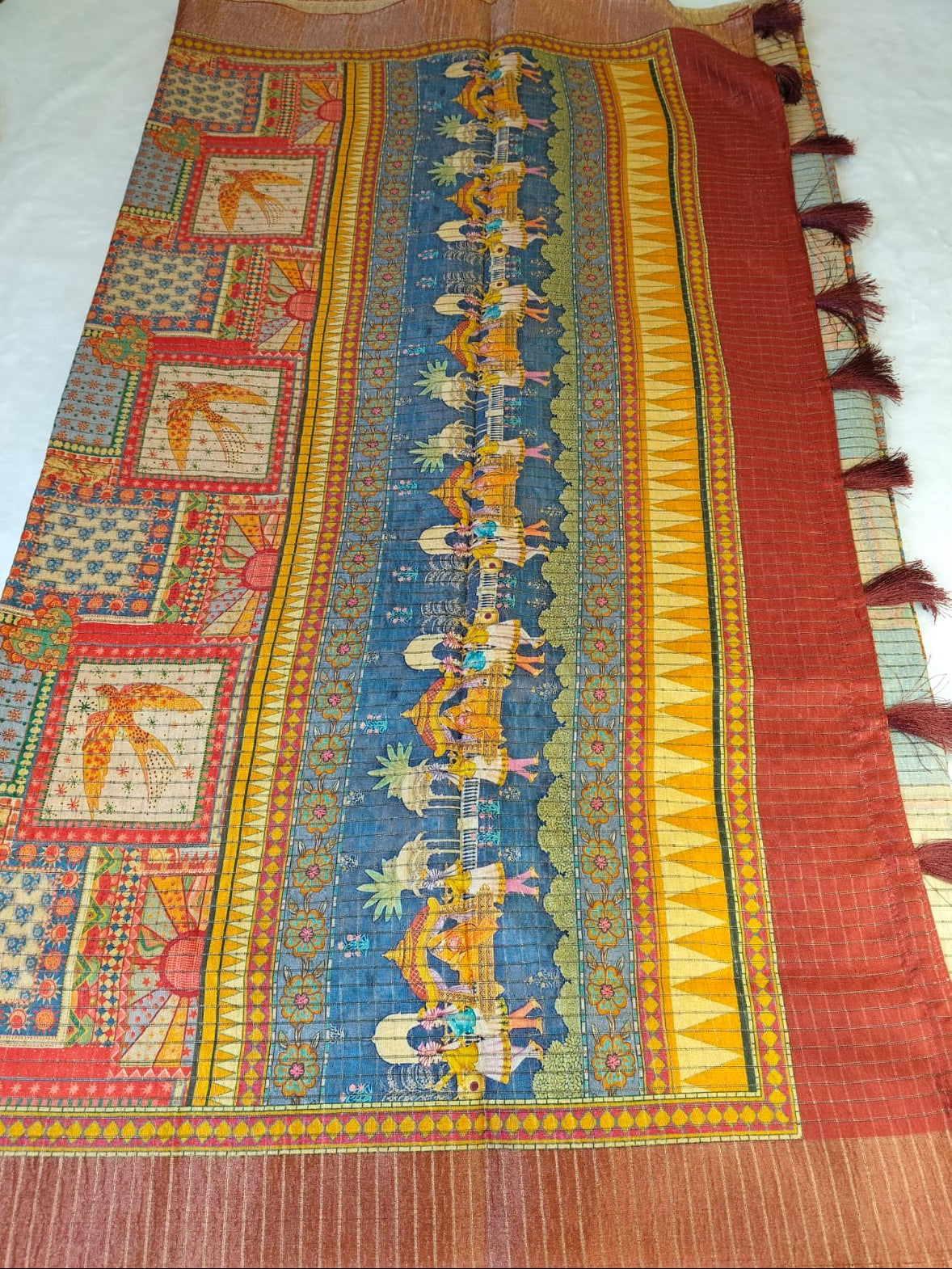 Mughal Art Tissue Saree – Intricate Heritage Motifs(Code MS-01)