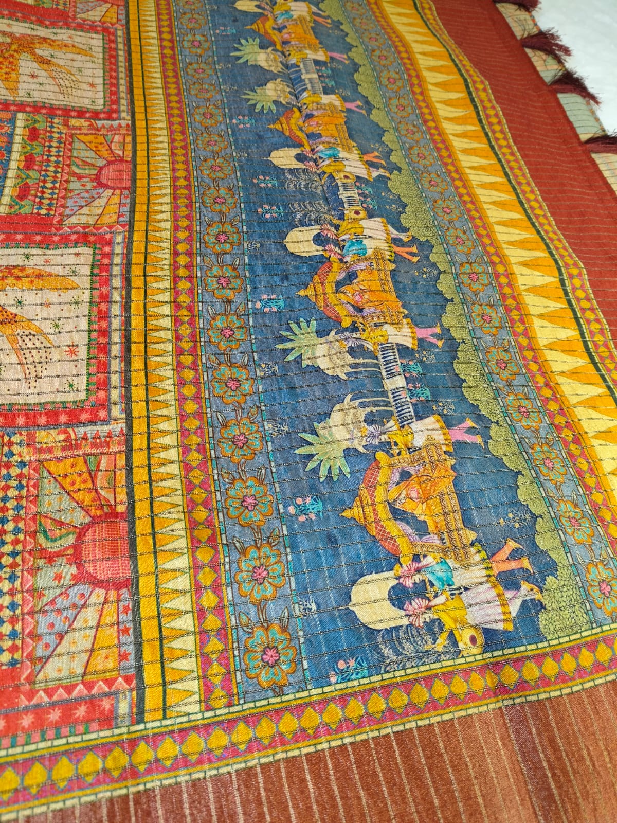 Mughal Art Tissue Saree – Intricate Heritage Motifs(Code MS-01)