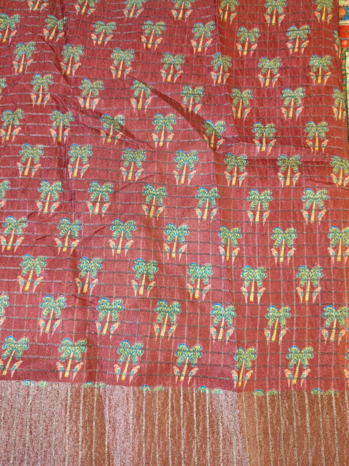 Mughal Art Tissue Saree – Intricate Heritage Motifs(Code MS-01)