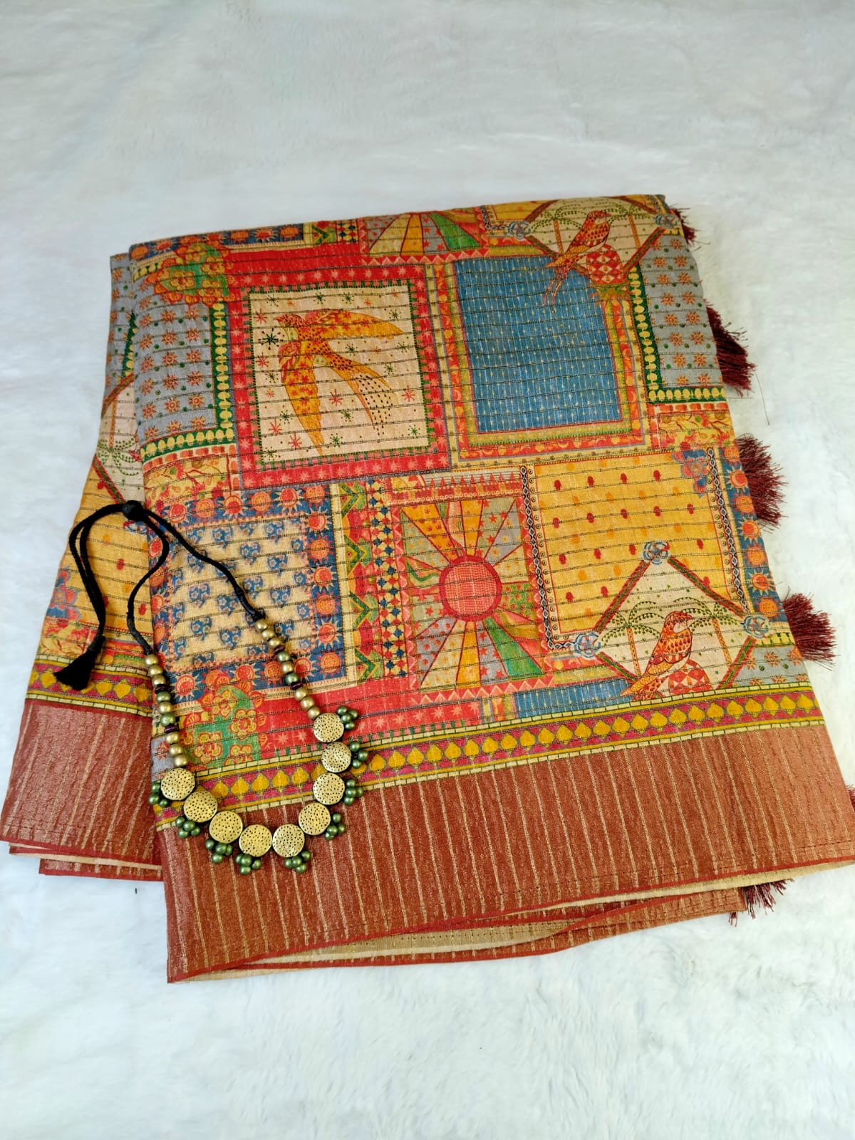 Mughal Art Tissue Saree – Intricate Heritage Motifs(Code MS-01)