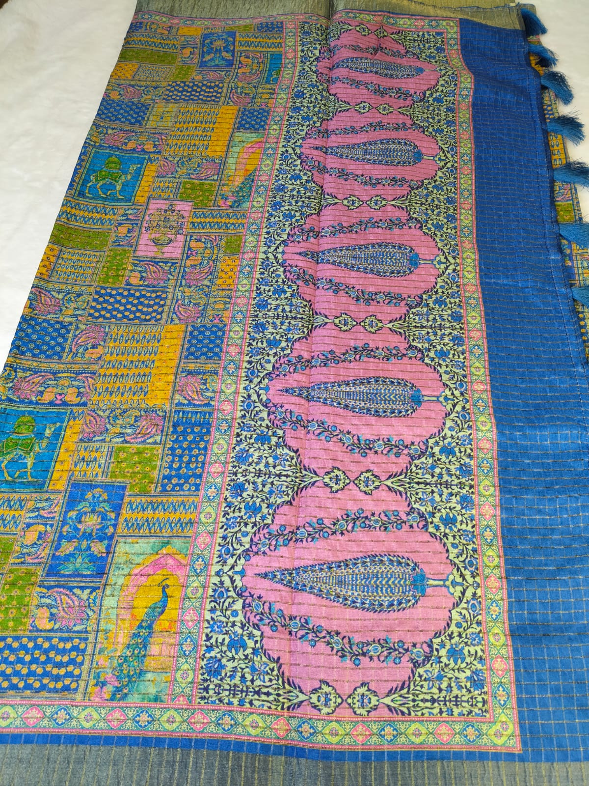 Mughal Art Tissue Saree – Intricate Heritage Motifs(Code MS-01)