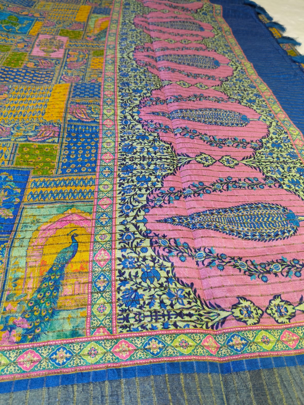 Mughal Art Tissue Saree – Intricate Heritage Motifs(Code MS-01)