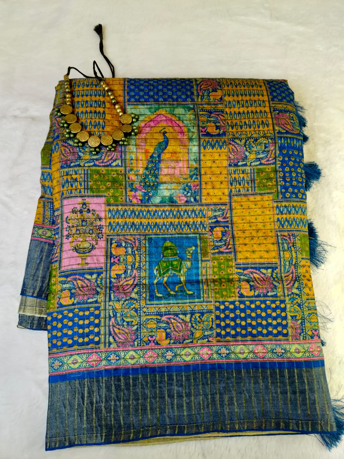 Mughal Art Tissue Saree – Intricate Heritage Motifs(Code MS-01)