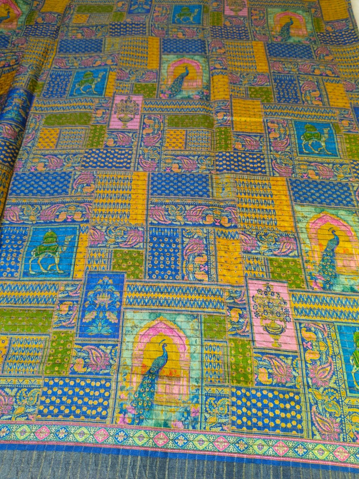 Mughal Art Tissue Saree – Intricate Heritage Motifs(Code MS-01)