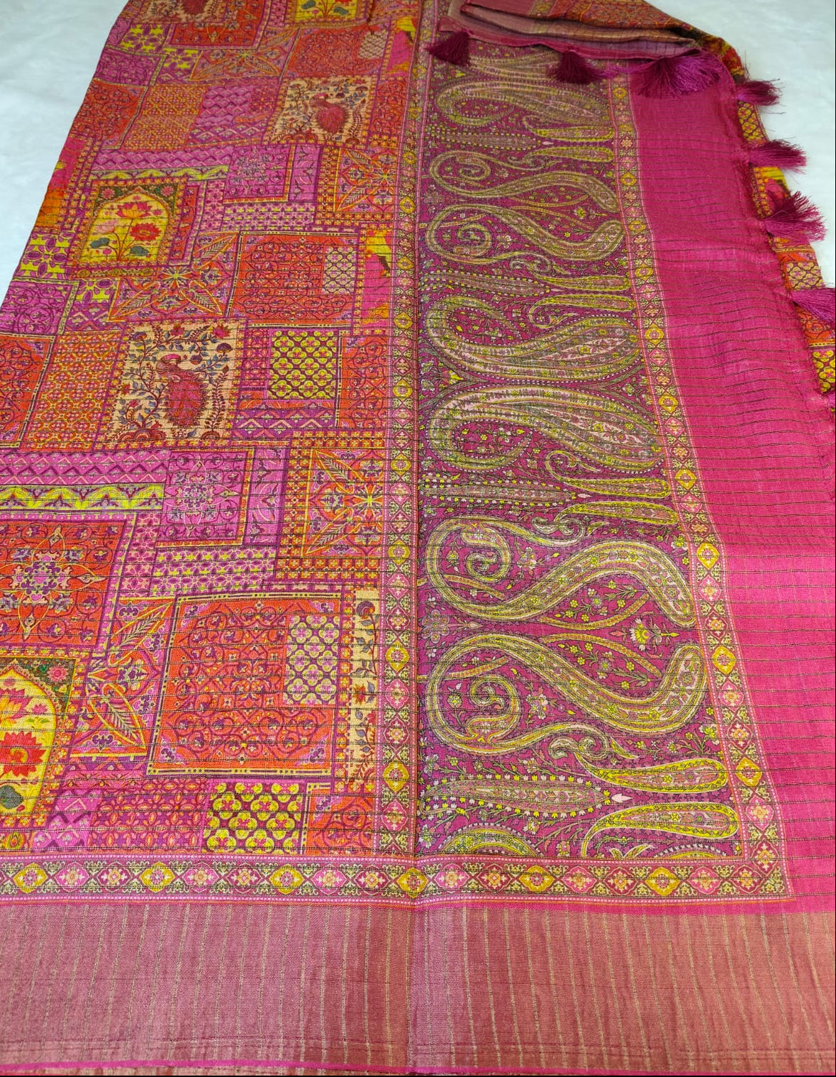Mughal Art Tissue Saree – Intricate Heritage Motifs(Code MS-01)